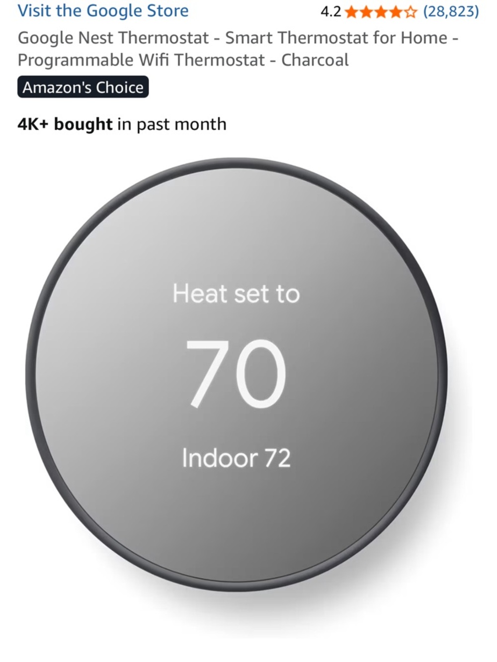 google Nest Thermostat - Charcoal and Gray